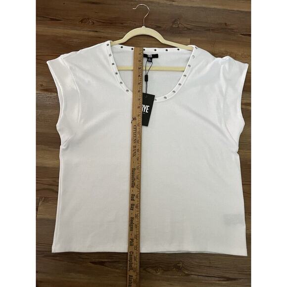 Frye Women’s Scoop Neck Short Sleeve  T-Shirt With Gromets White Sz XL N… - Picture 9 of 11